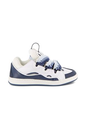 sneackers in cotone e pelle bianco LANVIN KIDS | N30357N68